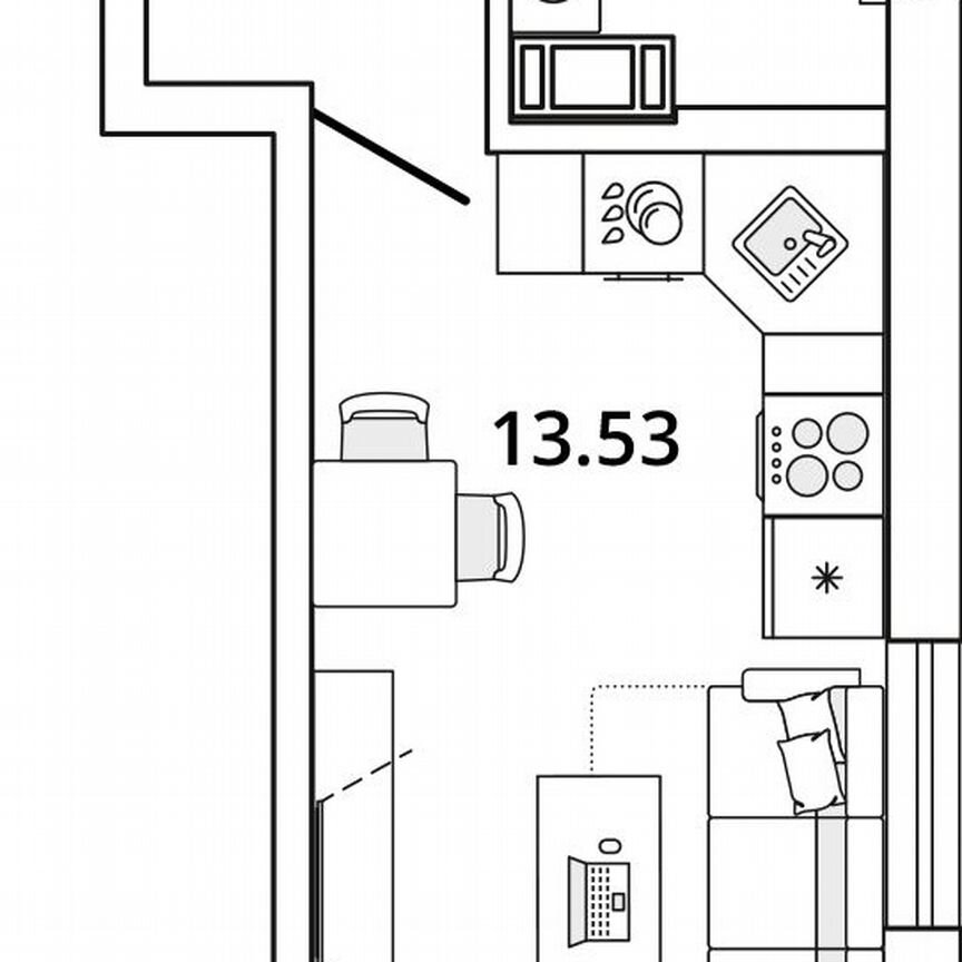 Квартира-студия, 22,3 м², 11/19 эт.