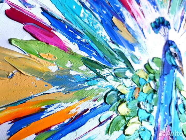 Картина. Абстракция. Павлин