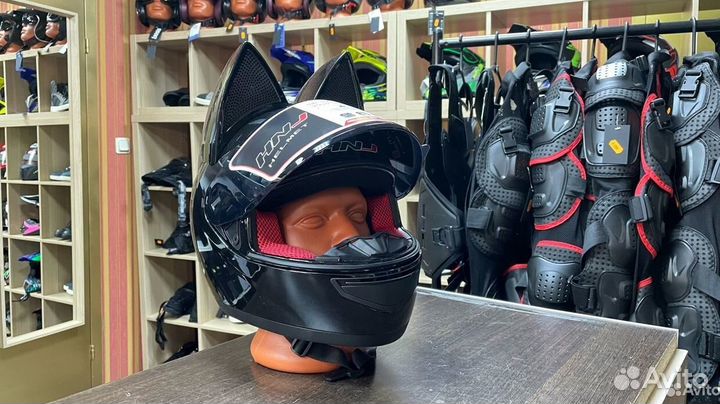 Мотошлем с ушками на мото