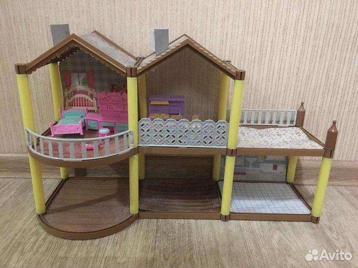 Детский кукольный домик двух этажный