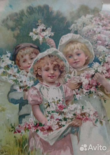 Литография в раме с детьми