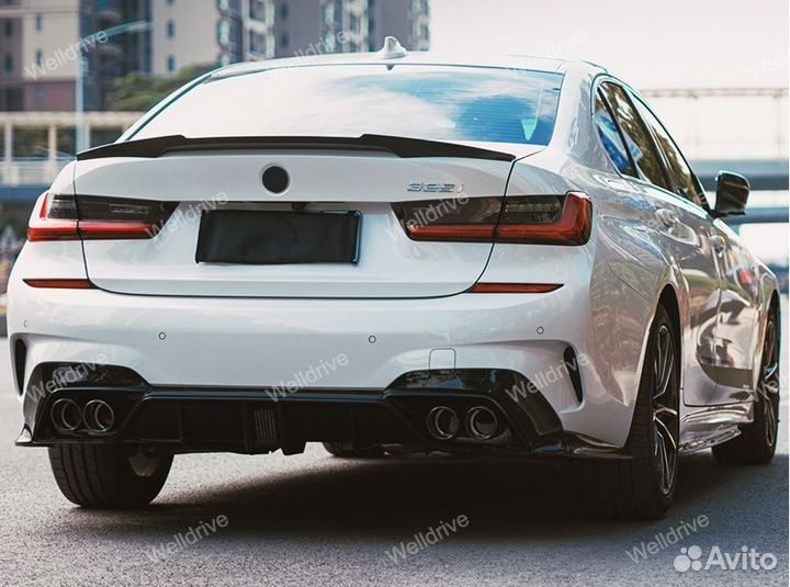 Диффузор BMW 3 G20 со стоп-сигналом с насадками