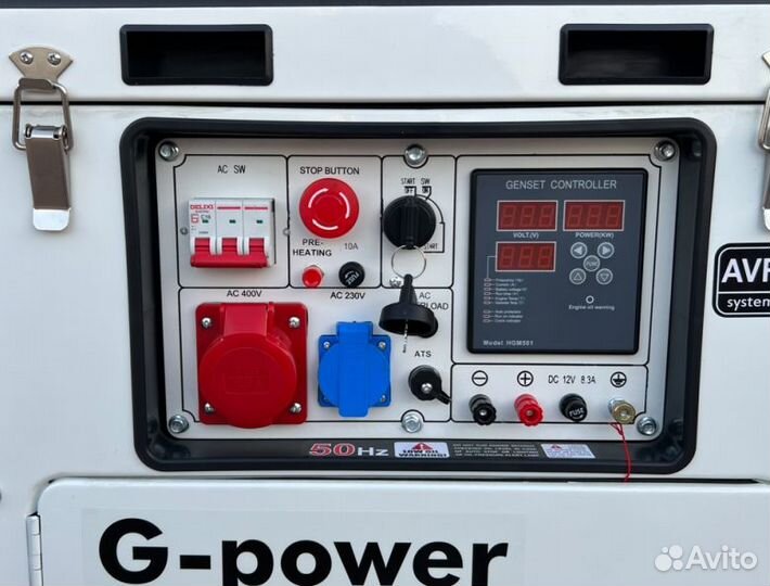 Дизельный генератор 10 kW g-power трехфазный 11000