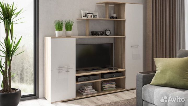 Стенка (гостиная) Каскад (Сонома, Белый Снег)