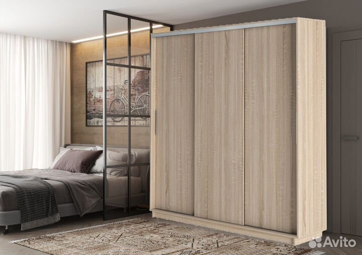 Шкаф купе без зеркал трехстворчатый