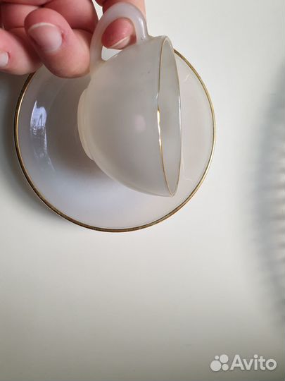 Чашка и блюдце Arcopal селедочница хрусталь СССР