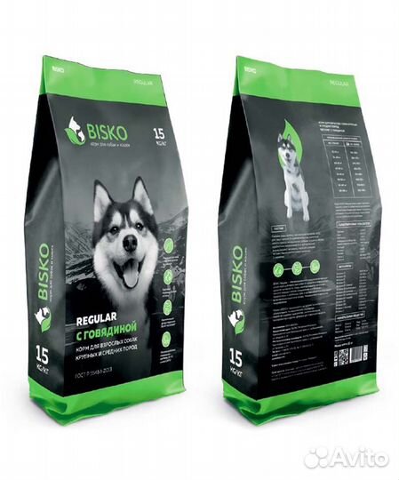 Корм для собак Bisco (Биско) Регуляр с говяд. 15кг