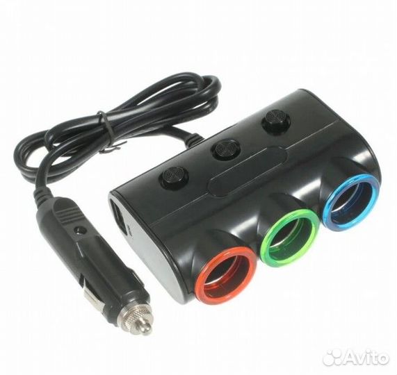 Разветвитель авто Olesson NO.1523 (2USB/3гн.с подс