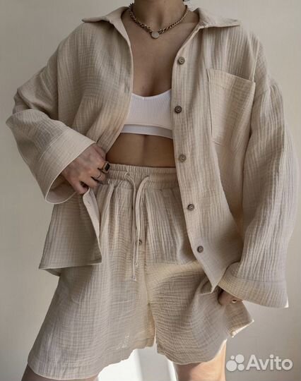 Муслиновый костюм женский с шортами