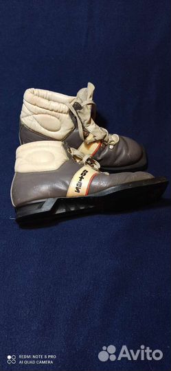 Лыжные ботинки Чехия, винтаж 70-80 гг., кожаные