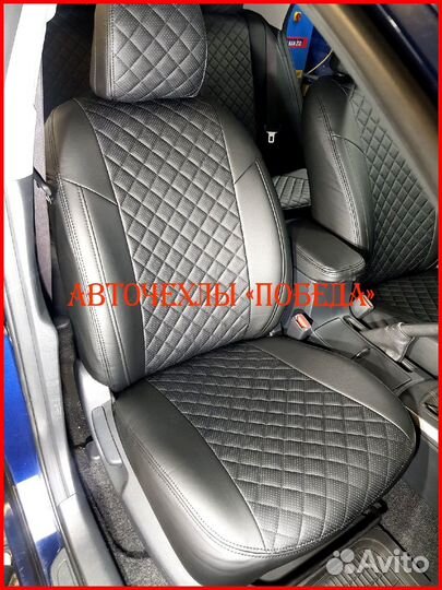 Чехлы Toyota Corolla 11 из экокожи чёрные Ромб