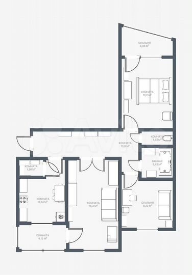 3-к. квартира, 63,4 м², 6/9 эт.
