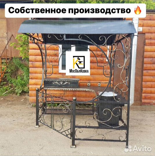 Кованый мангал с казаном