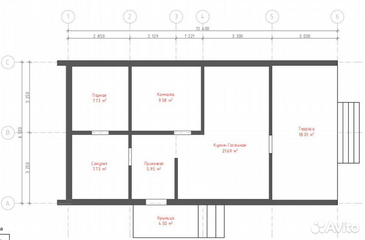 Проект дома Барнхаус каркасный 75м2 44 листа