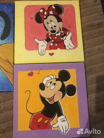 3 картины акрилом Дисней Микки Маус