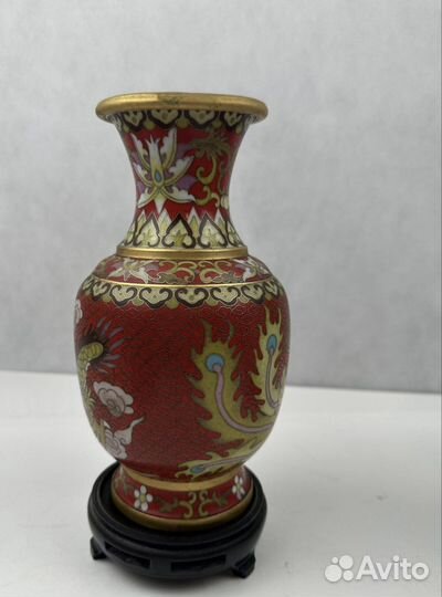 Красивая ваза Клуазоне, эмаль, дракон