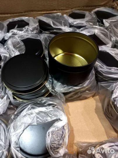 Жестяные банки для свечей 250 мл черные
