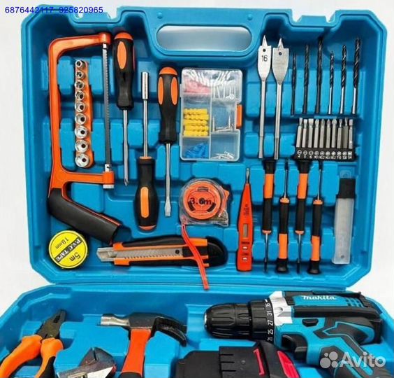 Шуруповерт с набором инструментов