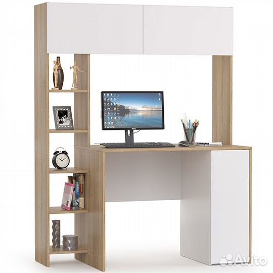 Стол компьютерный Комфорт 12.73 цвет дуб сонома/бе