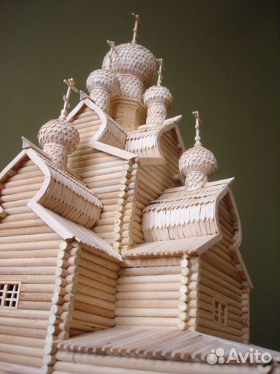 Макет Троицкой деревянной церкви ручной работы