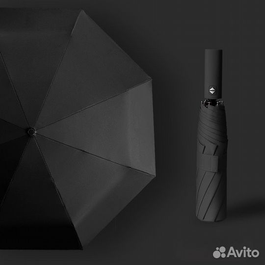 Зонт мужской. 12 спиц, полуавтомат. Черный