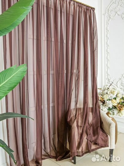 Штора тюль цвет шоколад 3м94см.Турция