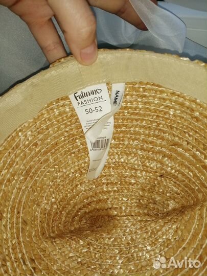 Соломенная шляпа-кепка детская на девочку50-52