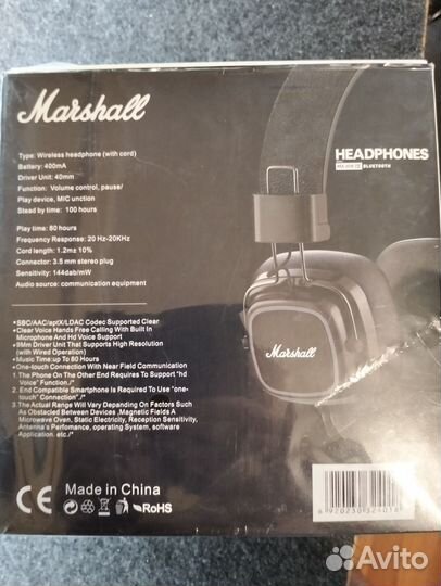 Беспроводные наушники marshall major iv black