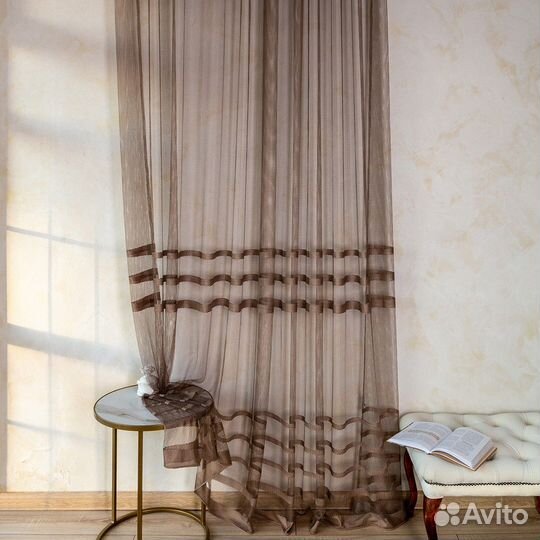 Тюль фрида капучино готовый на окна пошив