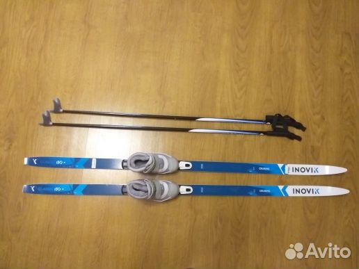 Комплект лыжи 146, палки, ботинки 32-34