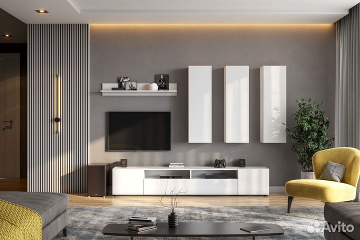 Тумба под телевизор Токио 2.0м белый IKEA-стиль