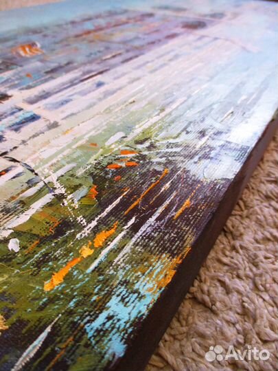 Картина маслом на холсте, Городской Пейзаж 40х80см