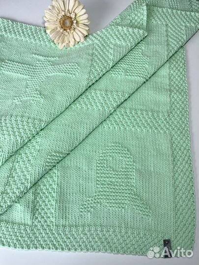 Пледы детские вязаные спицами (цвета в ассортим)