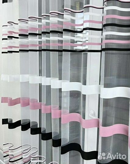 Готовые шторы тюль полоска 300х260см