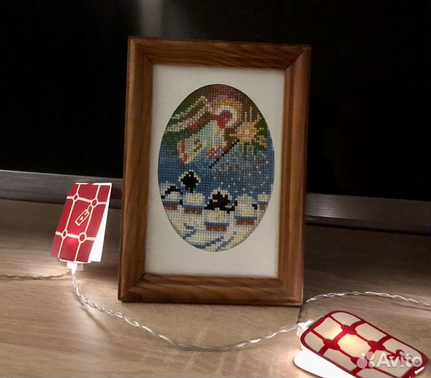 Вышивка в рамке Ангел Рождественский