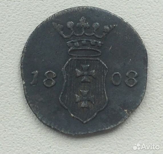 Монета shilling Danzig 1808 M серебро