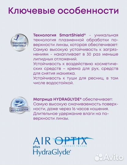 Линзы контактные -2,25 Air optix HydraGlyde Alcon
