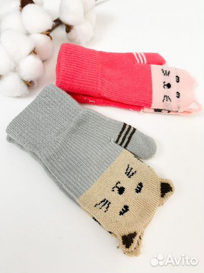 Новые детские варежки 4-6 лет