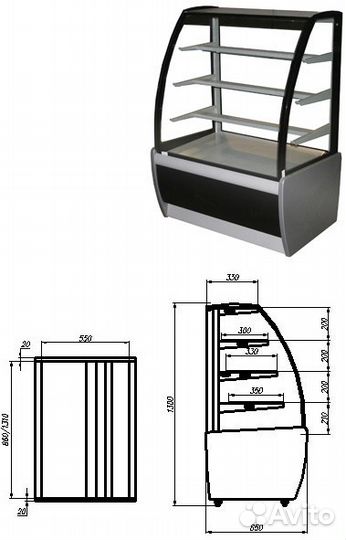 Кондитерская витрина Carboma вхсв - 0.9 мини техно