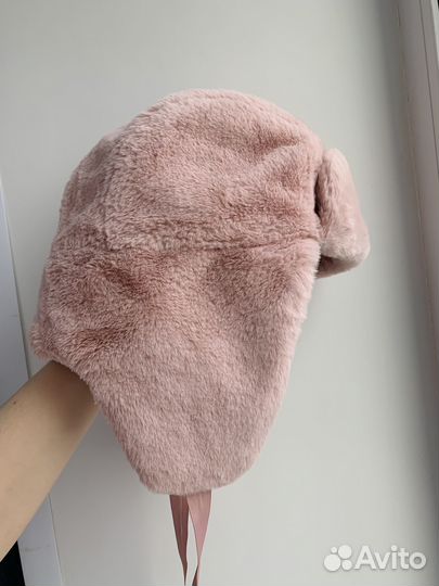 Шапка ушанка женская искусственный мех розовая