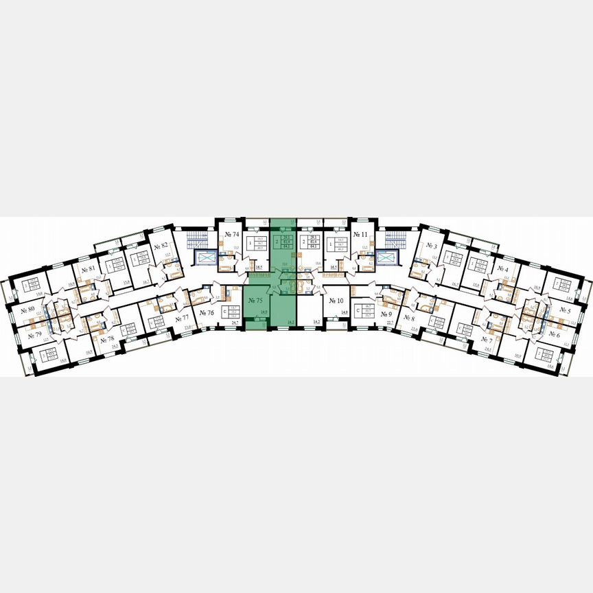2-к. квартира, 64,1 м², 2/8 эт.