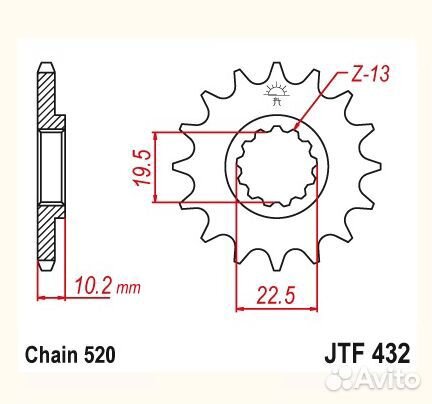 Звезда передняя JTF432-14 F432-14 32314 (sunstar)