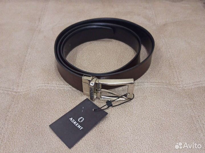 Мужской кожаный ремень двухцветный 125см