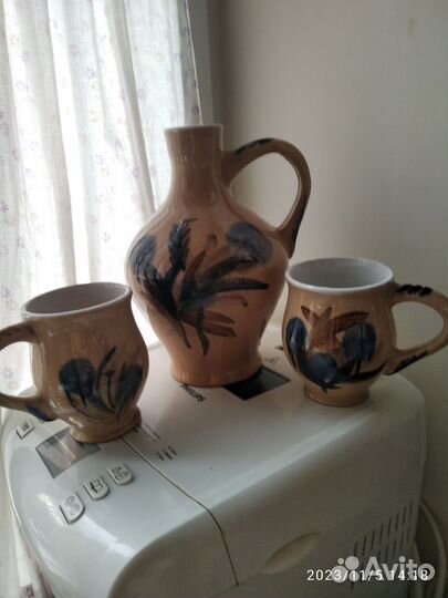 Керамика -Кувшин и 2 бокала