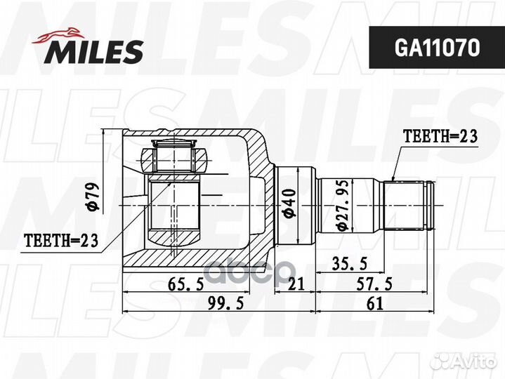 Шрус ford focus II 04-11 внутр.лев. ga11070 Miles