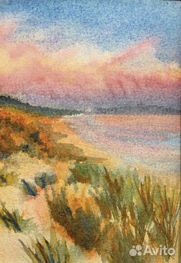 Авторская картина акварелью 10*15 море