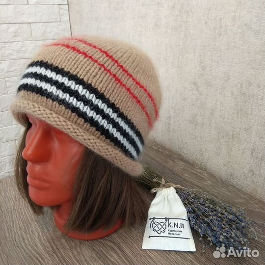 Шапка женская вязаная из пуха норки