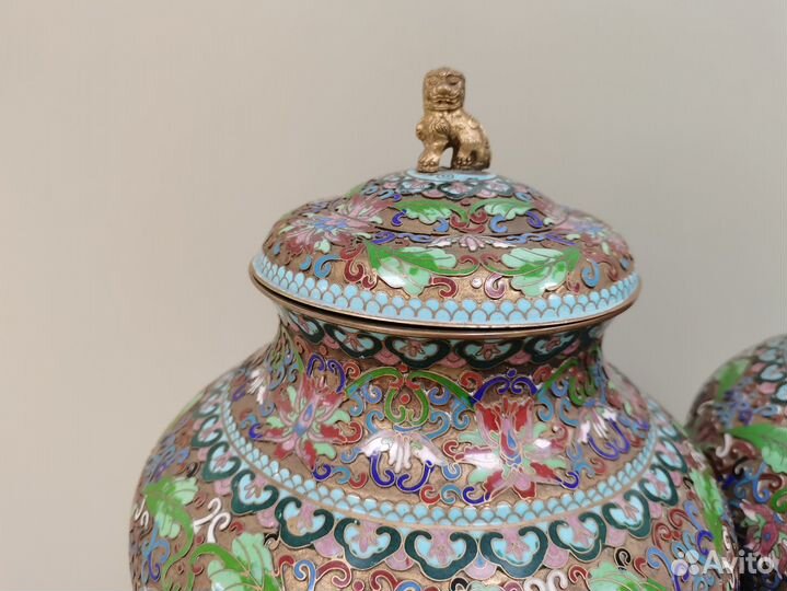 Вазы Китай 1950 перегородчатая эмаль клуазоне