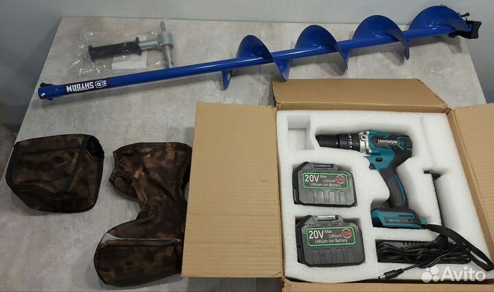 Ледобур Шуруповерт с чехлом + Шнек Тонар 130