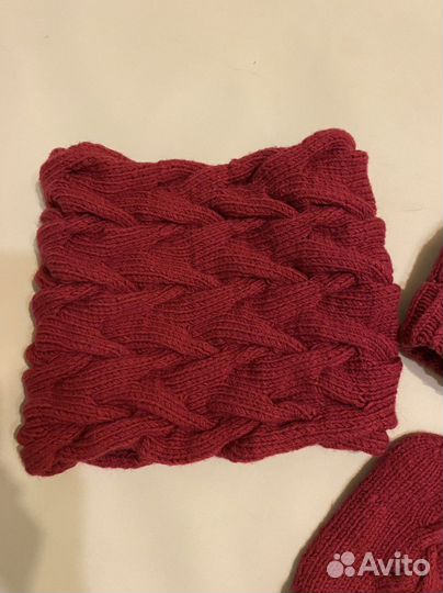 Шапка женская вязаная снуд варежки